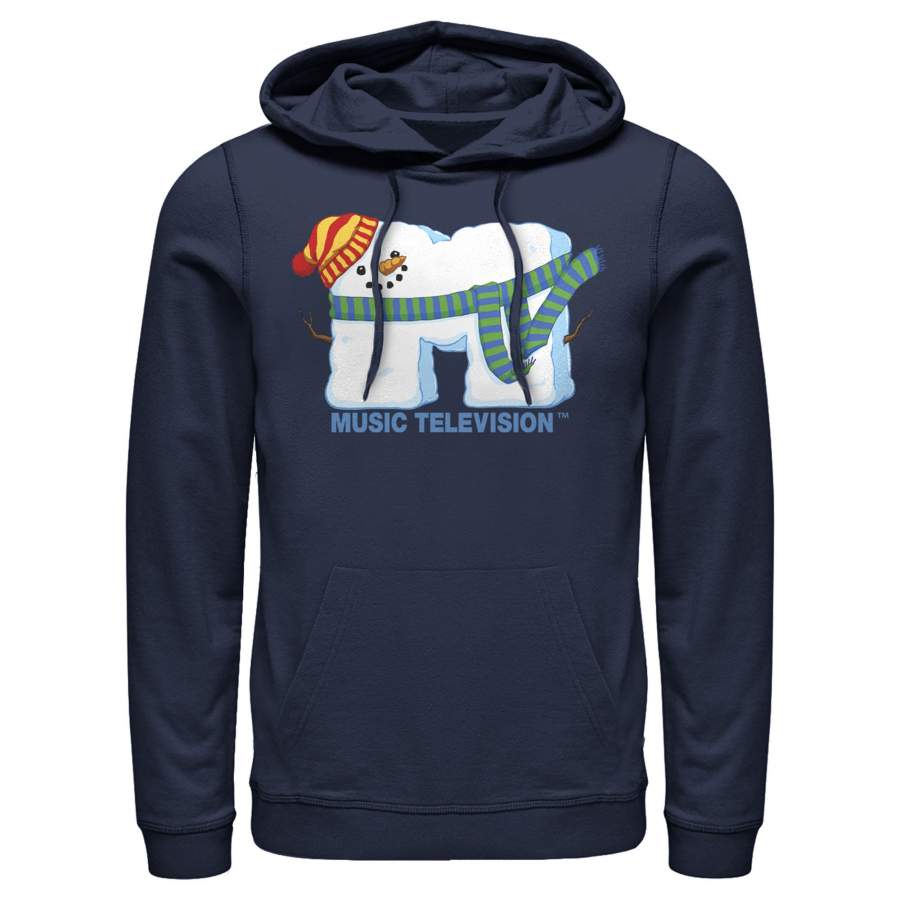 MTV Men’s Christmas Snowman Logo  Lightweight Hoodie