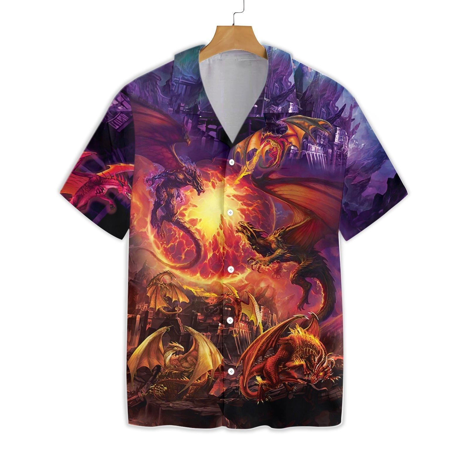 Dragons With Breathing Fire Art 0212 Hawaii Shirt Ha55439