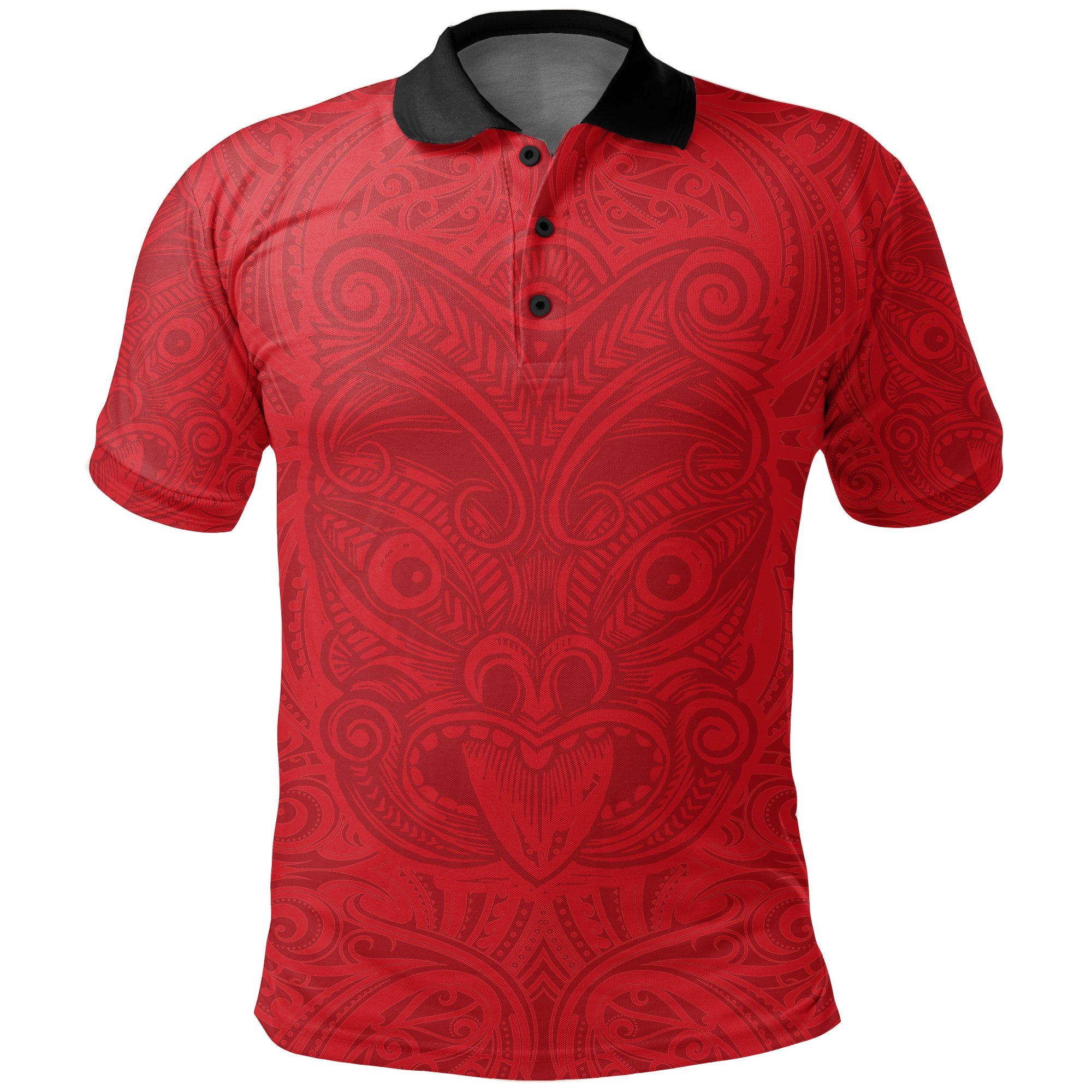 New Zealand Maori Polo Shirt, Maori Mask Tattoo Golf Shirts K5 ...