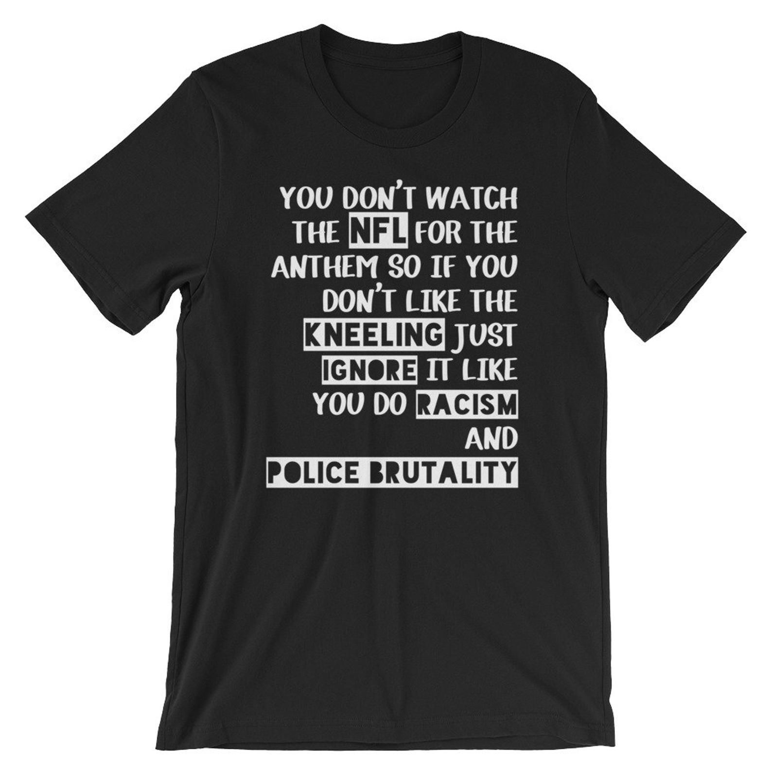 Colin Kaepernick Kneeling Support Short-Sleeve Unisex T Shirt – Black Lives Matter Blacklivesmatter Police Brutality Racism Racist Equa