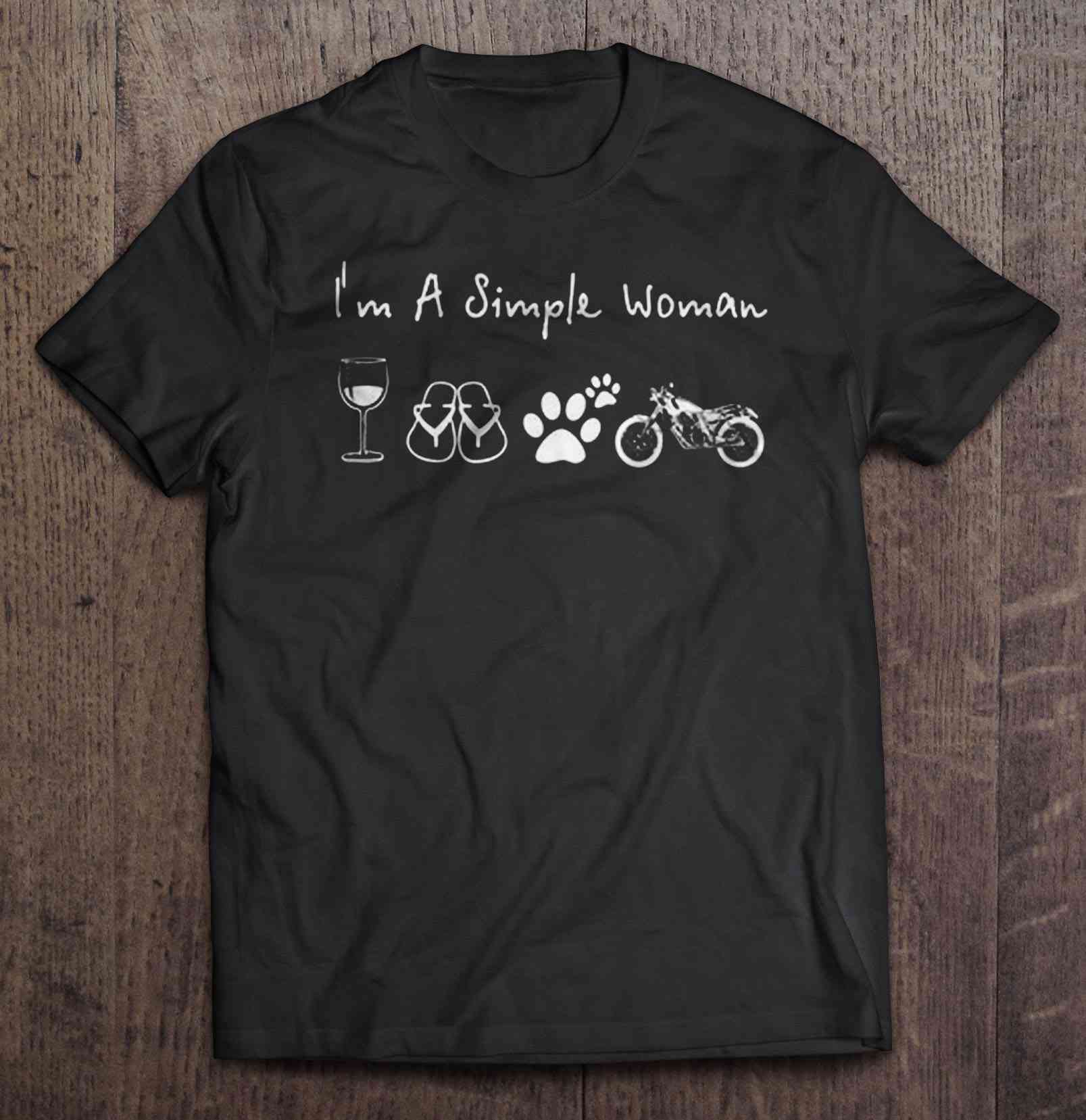 Im a Sipmle Women Wine Flip Flops Dog And Motorcycle Gift For Women Dog Lovers T shirt