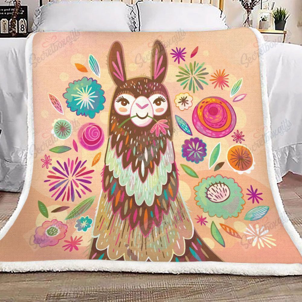 Colorful Llama Flowers Gs-Kl1001Mt Fleece Blanket