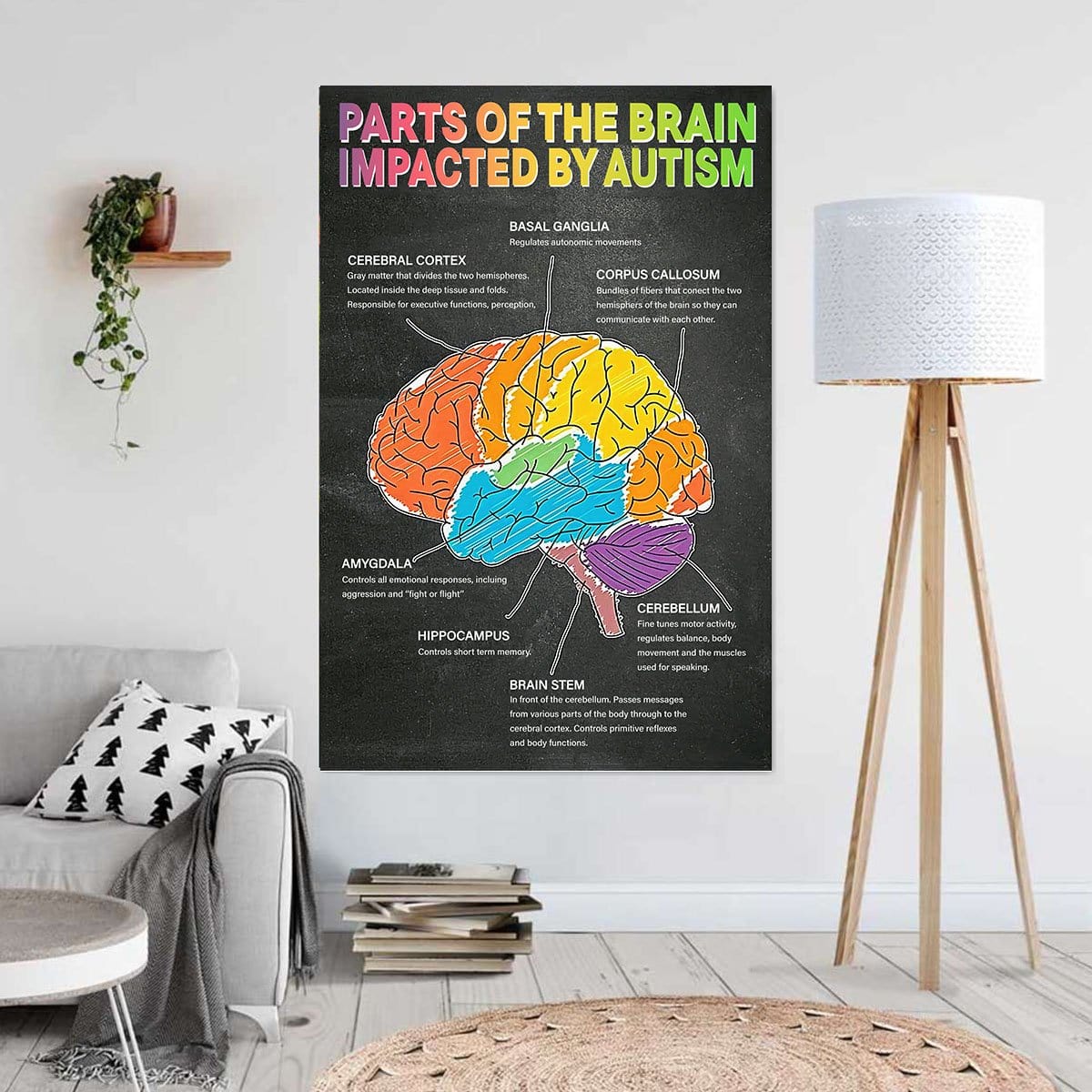 Canvas Wall Art Parts Of The Brain Impacted By Autism Home Decor Canvas