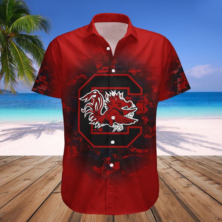 NCCA South Carolina Gamecocks Custom Text Number Red Black Hawaiian Shirt