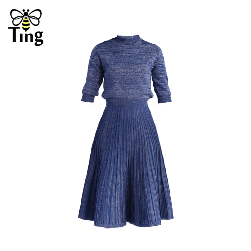 Tingfly Design Knitting Sweater Pullovers + A Line Skirts Women Fashion 2 Pcs Sets Casual Dress Sets Zaful Frock for Women alx