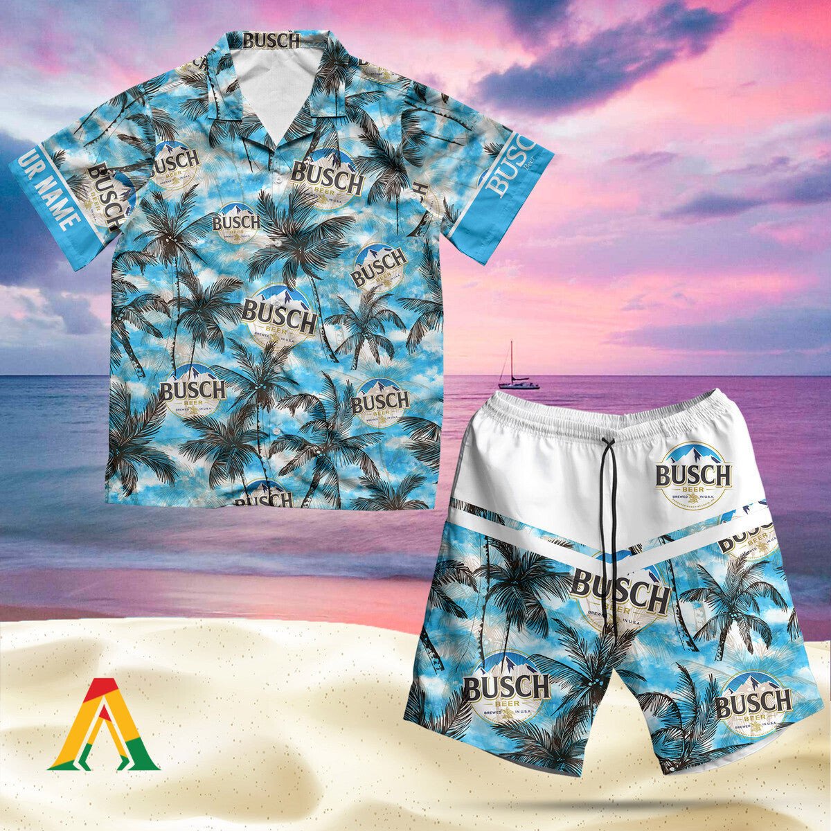 Personalized Tropical Busch Beer Hawaiian Shirt And Shorts Set