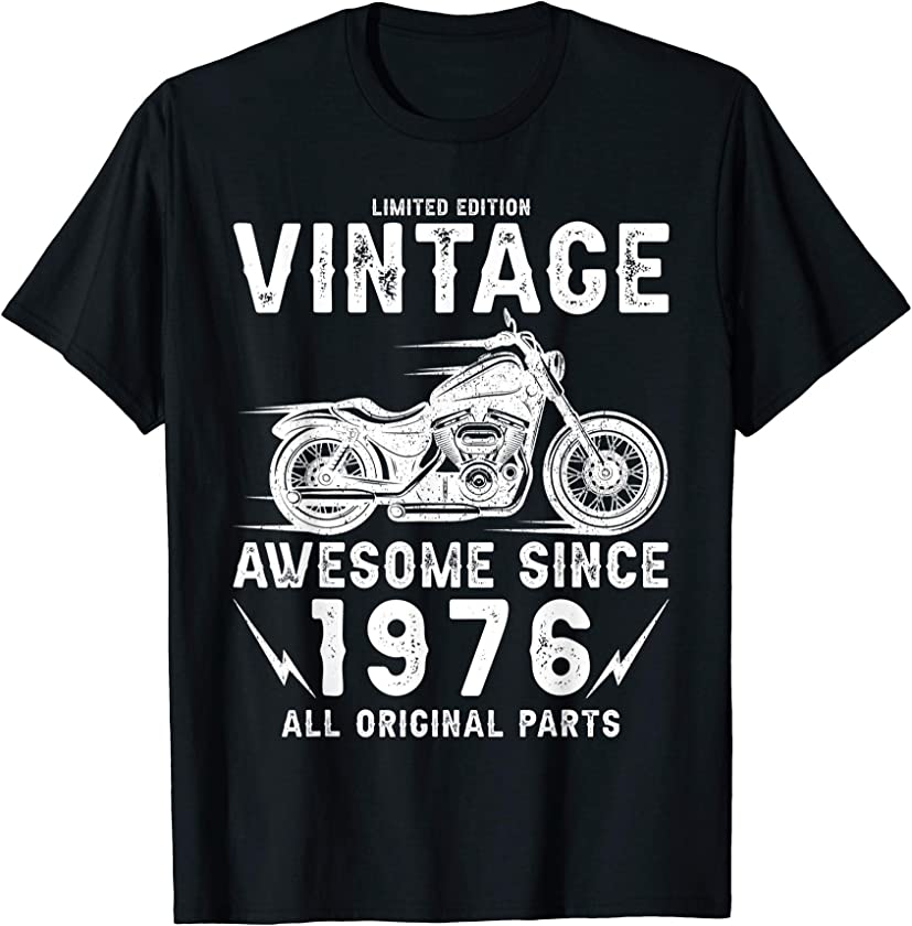 45th Birthday Vintage Motorcycle Awesome Since 1976 T-Shirt