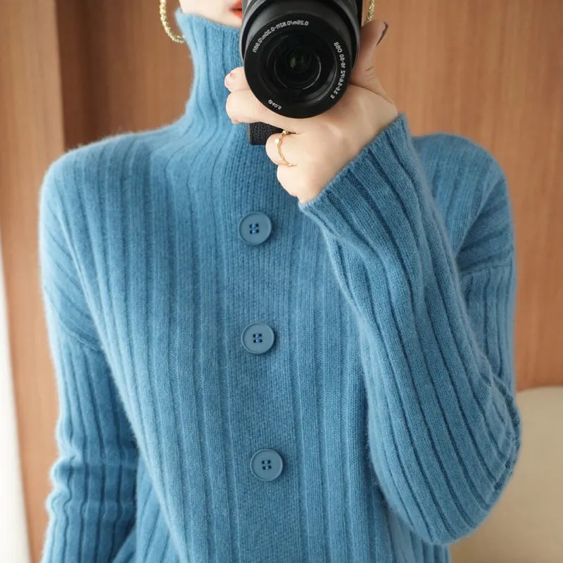 Women’s Turtleneck Warm Sweaters Fall Winter Long Sleeve Knitted Pullover Korean New Casual Loose Oversized 4xl Bottoming Jumper alx