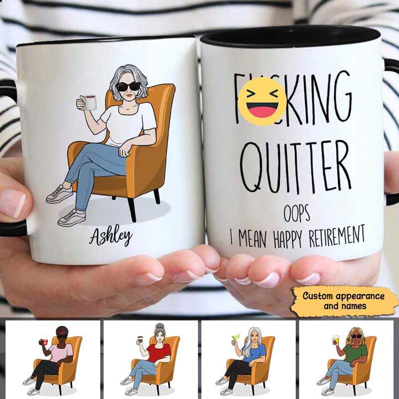 Retirement Gift Old Woman Sitting Personalized Mug