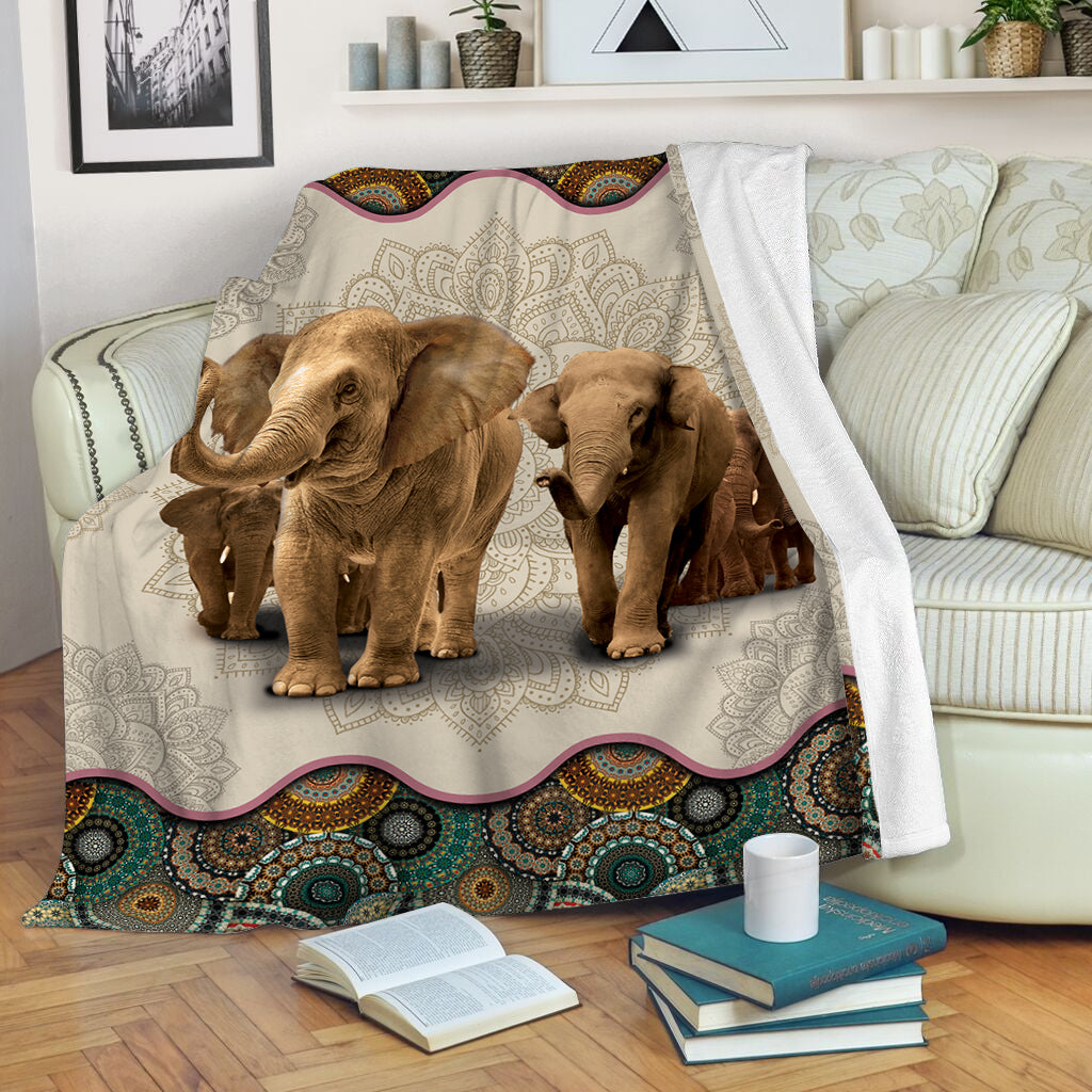 Elephant Vintage Mandala Fleece Throw Blanket – Throw Blankets For Couch –  Weighted Blanket To Sleep