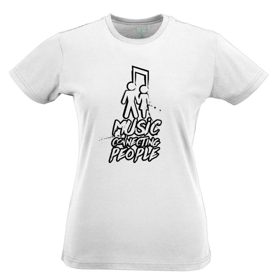 Cute Couples Womens TShirt Music Connecting People Slogan