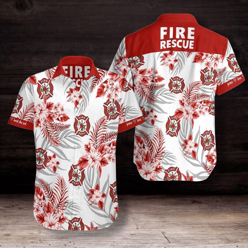 Check Out This Awesome Simple Firefighter Fire Rescue Red Unisex Hawaii Aloha Shirts Ha109935