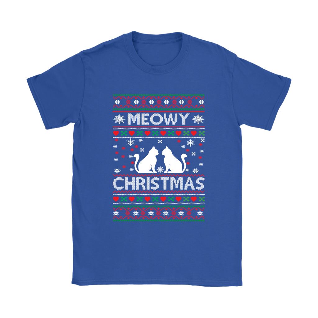 Ugly Christmas Sweater T-Shirt Meowy Christmas Cat Women’S T-Shirt