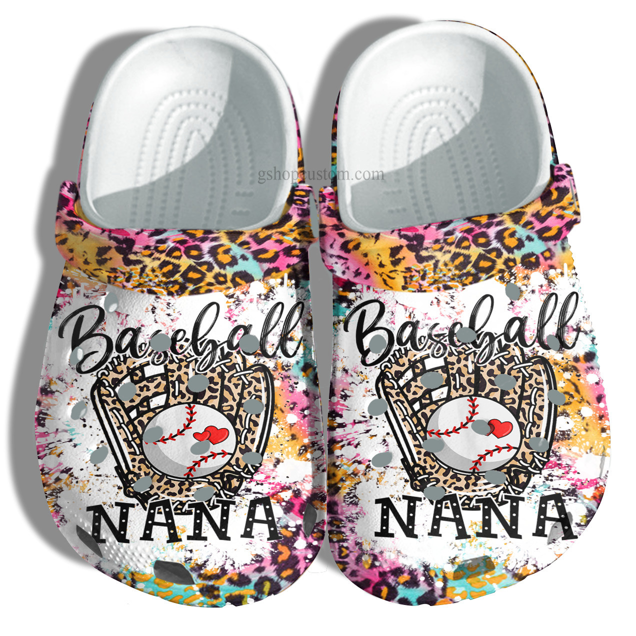 Nana Baseball Leopard Skin Crocs Shoes Customize Name For Grandma – Baseball Hippie Shoes Croc Clogs Mother Day – Cr-Ne0113
