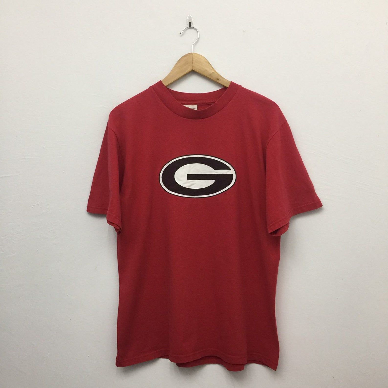 Georgia Bulldogs University American Football Big Logo Red T Shirt – L