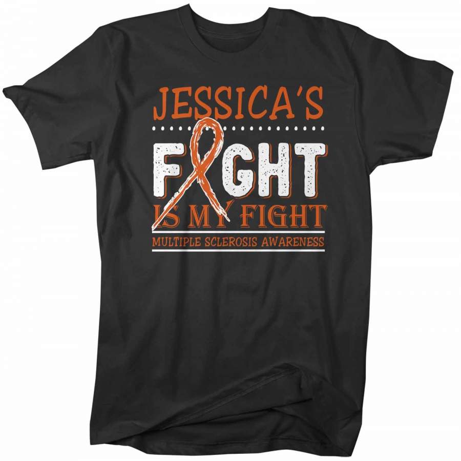 Men’s Personalized Multiple Sclerosis T-Shirt Fight Is My Fight Awareness Shirts MS Team Custom Shirts Name Tee