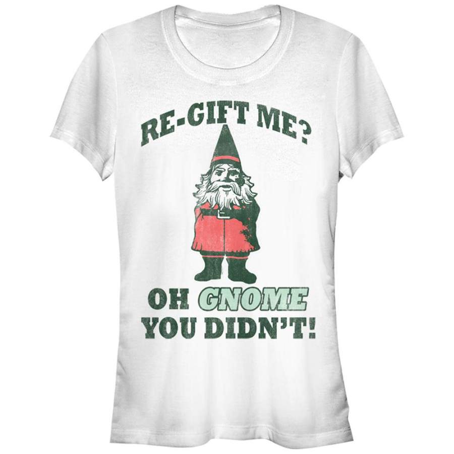 CHIN UP Junior’s Christmas Re-Gift Gnome  T Shirt White