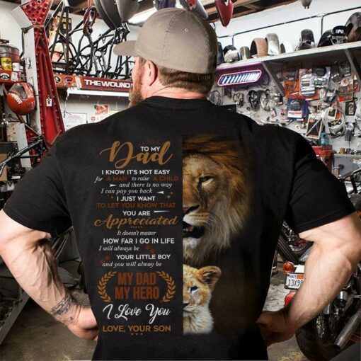 To My Dad My Dad My Hero Lion Pattern Father & Son 2D T-Shirt For Father’S Day, Gift For Dad, Gift For Papa