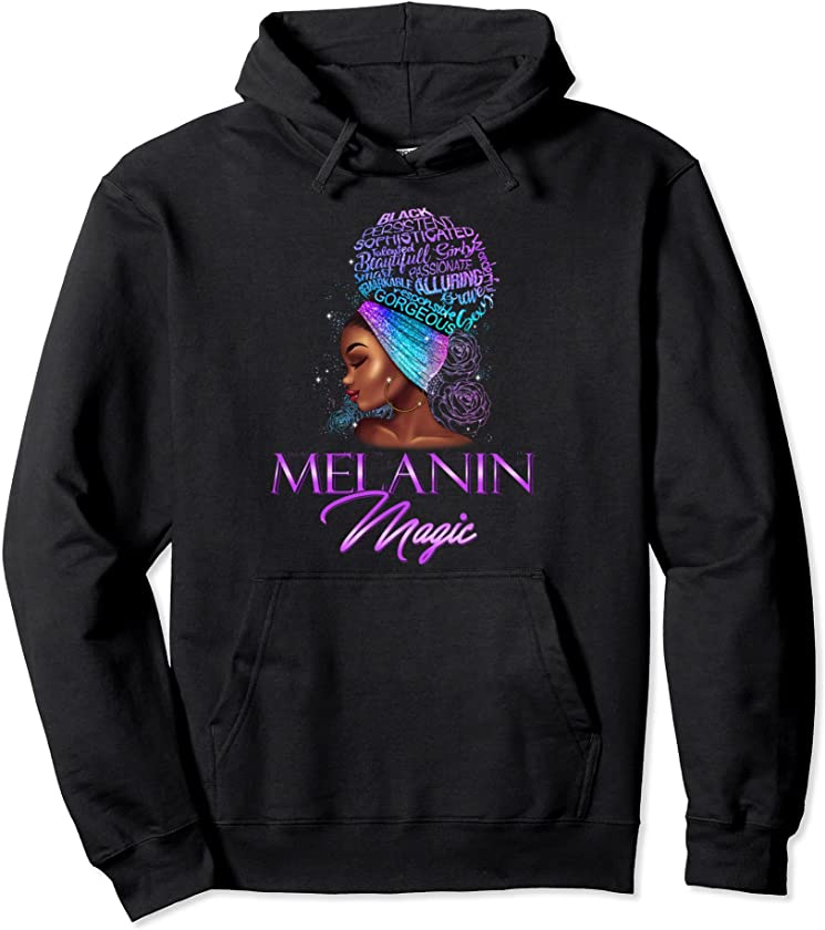 Melanin Magic Purple Black Queen Black Womans Girls Afro Pullover Hoodie