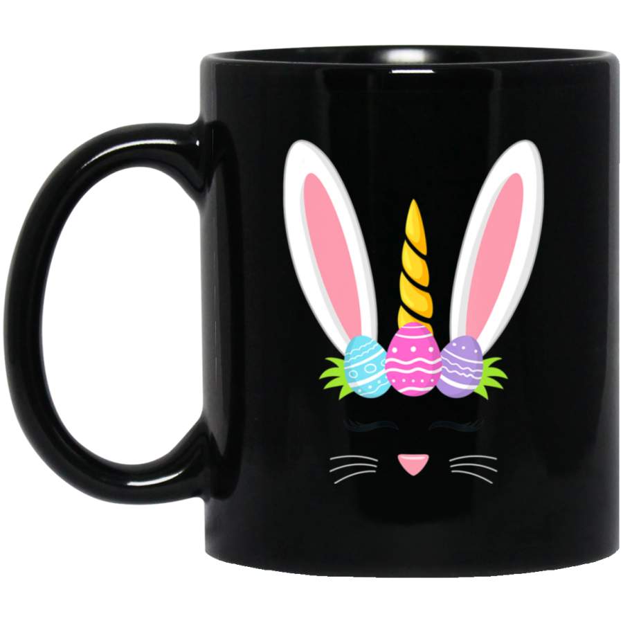 Cute Unicorn Rabbit Easter Day Girls Kids Black Mug