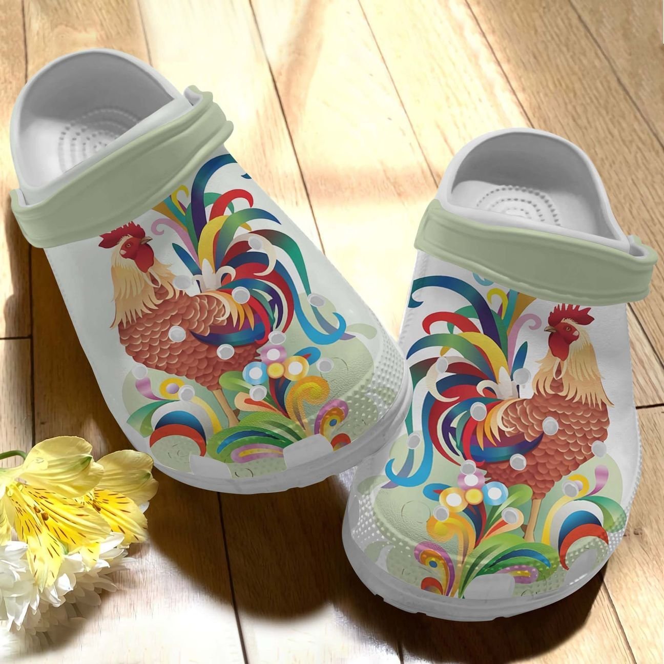 Chicken Personalize Clog, Custom Name, Text, Fashion Style For Women, Men, Kid, Print 3D Colorful Chicken