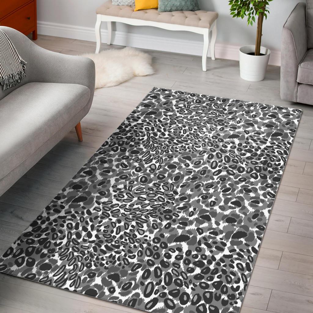 Gray Leopard Texture Pattern Area Rug