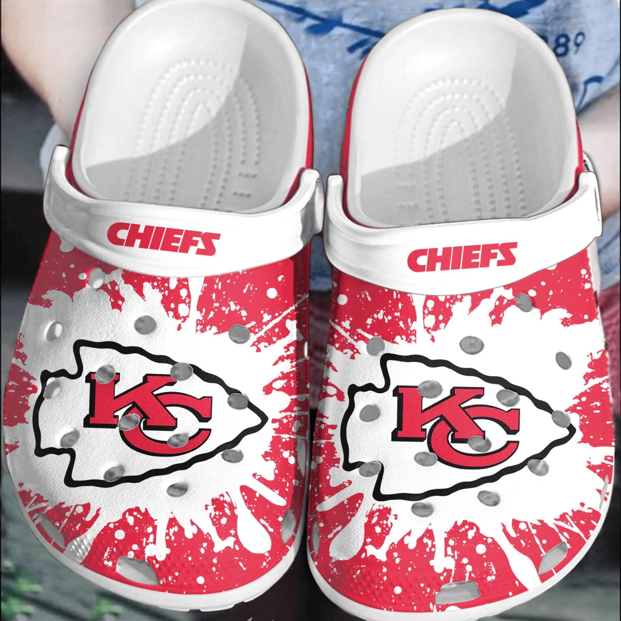 NFL KC Chiefs Football Crocband Shoes Clogs Comfortable For Men Women