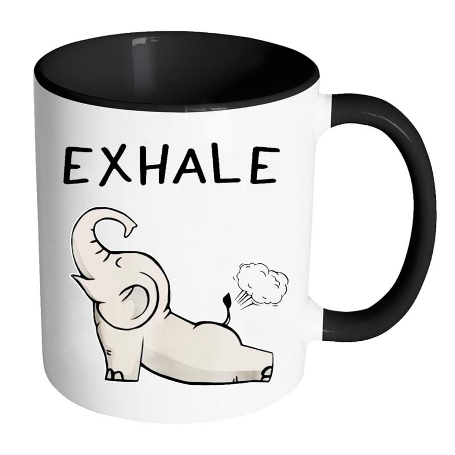 Yoga Elephant Exhale – Full-Wrap Coffee Colors Accent Mug