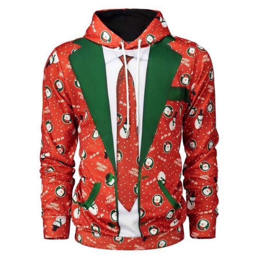 Ugly Christmas Tie Print Hoodie – 3D All Over Printed – VF53