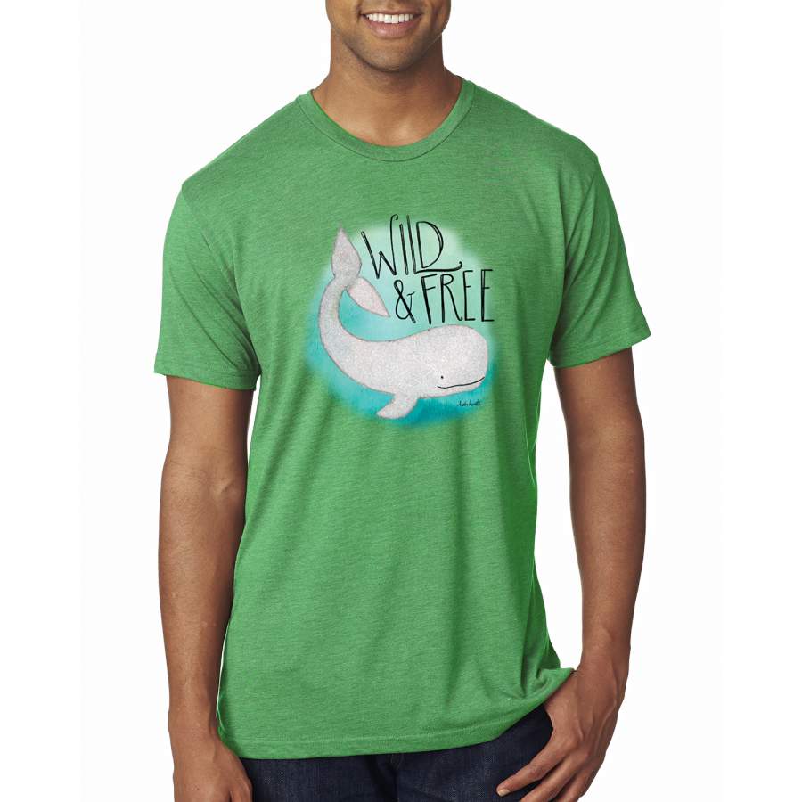 Cute Nautical Whale Wild and Free Animal Lover Premium Mens Tri Blend T-Shirt