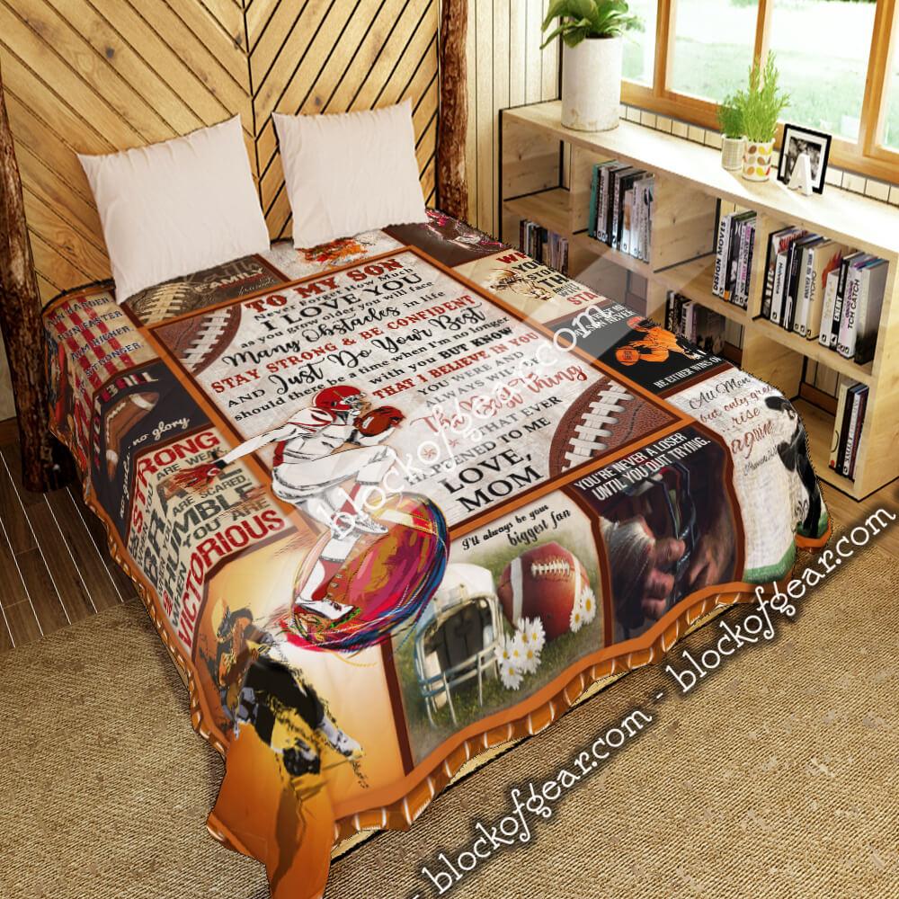 My Son, Just Do Your Best, Love Mom, Football Quilt Blanket
