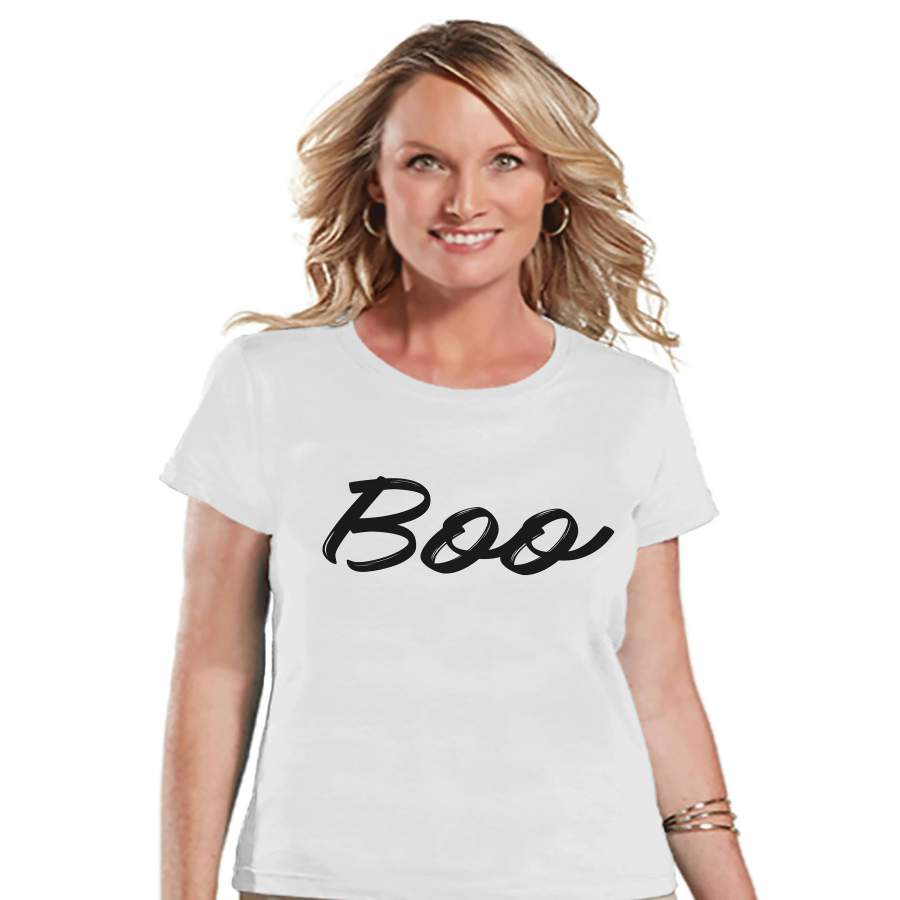 Women's Halloween Shirt - Boo Halloween Shirt - Ladies Halloween Party Shirt - Adult Halloween Costumes - White Halloween Shirt - Boo Shirt x Halloween costumes 2024