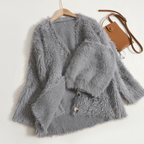 Two Piece Knit Sweater Coat Women Cardigans V-neck Plush Midi Long Autumn and Winter New Korean Fashion Warm Soft Cardigan Trend alx