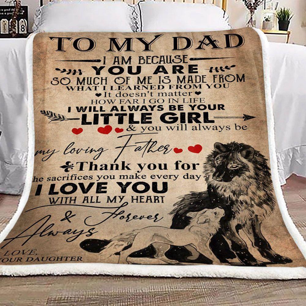 Wolf To My Dad Love Your Daughter Fleece Blanket Gift For Father Family Home Decor Bedding Couch Sofa Soft And Comfy Cozy