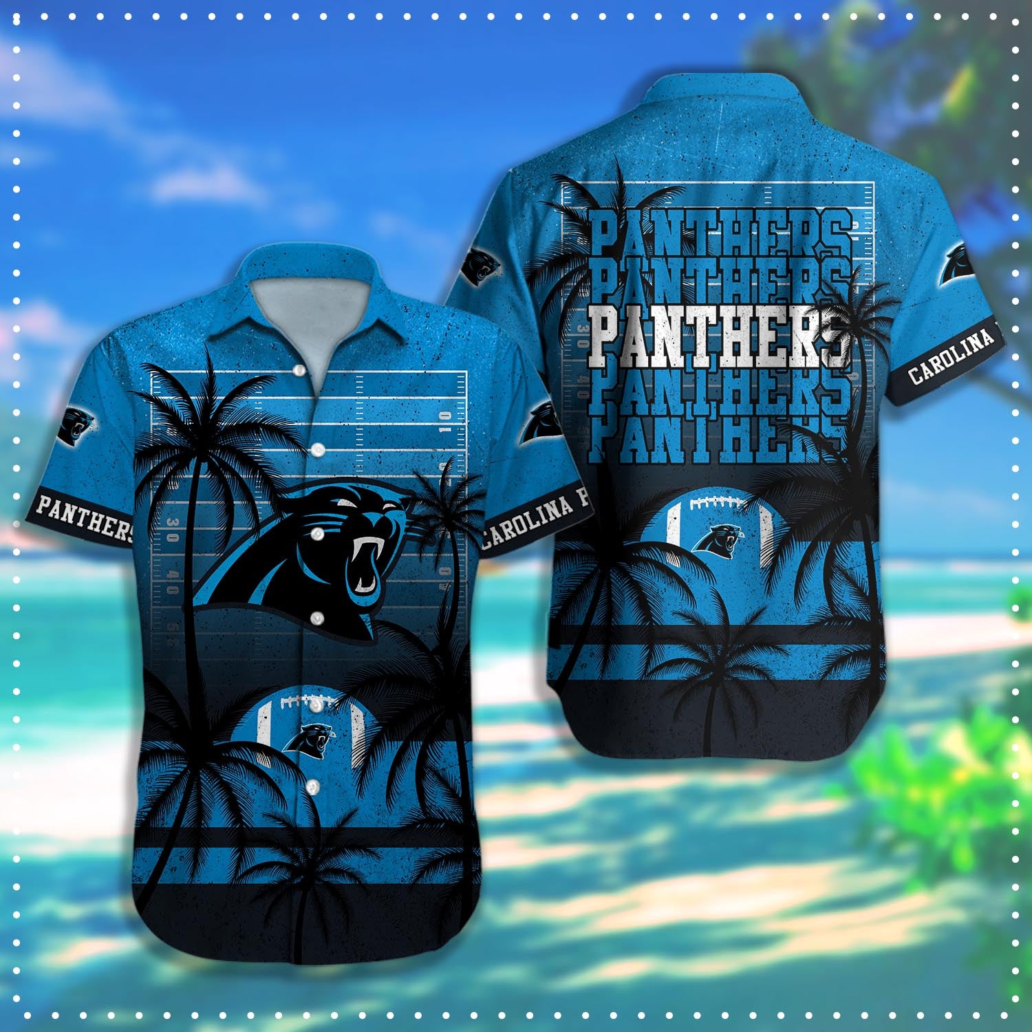 Carolina Panthers Hawaiian Shirt Coconut Tree & Ball