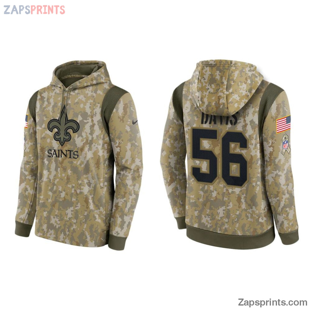 Demario Davis New Orleans Saints Camo 2021 Salute To Service Veterans Day Therma Pullover Hoodie