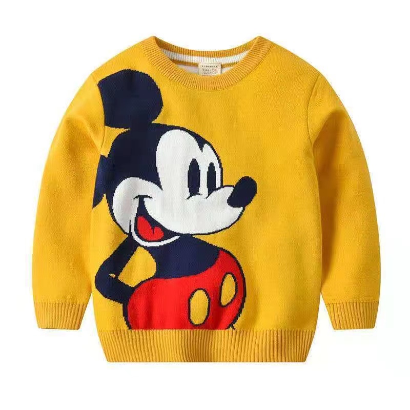 Baby Boys Sweater Spring Autumn Winter Thick Knitted Cotton Tops Cartoon Mickey Mouse Print Children Clothing Kid Wear Jacket alx