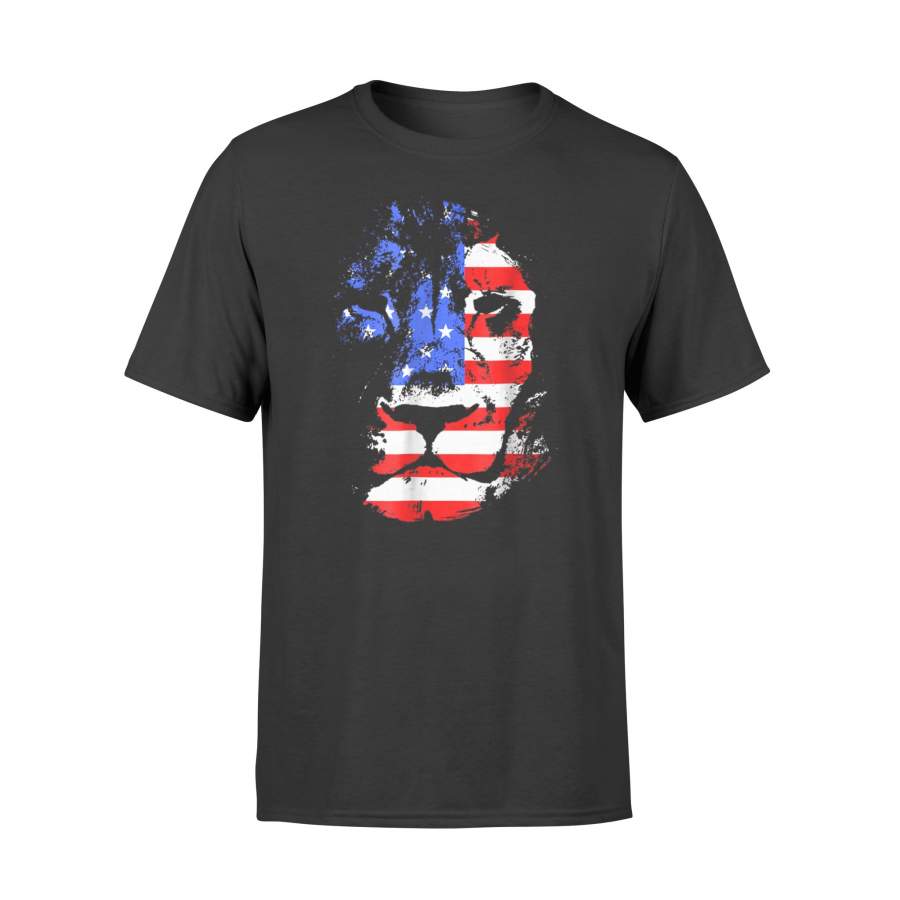 American Lion US Flag Silhouette Portrait T-Shirt