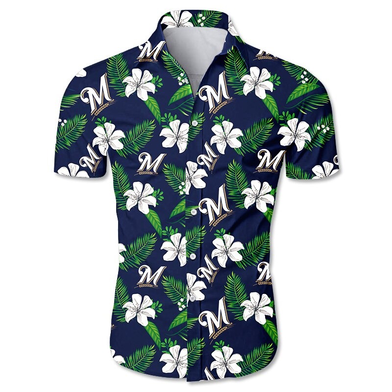 Milwaukee Brewers Hawaii Shirt Tropical Flower Gift For Fans Ha51558