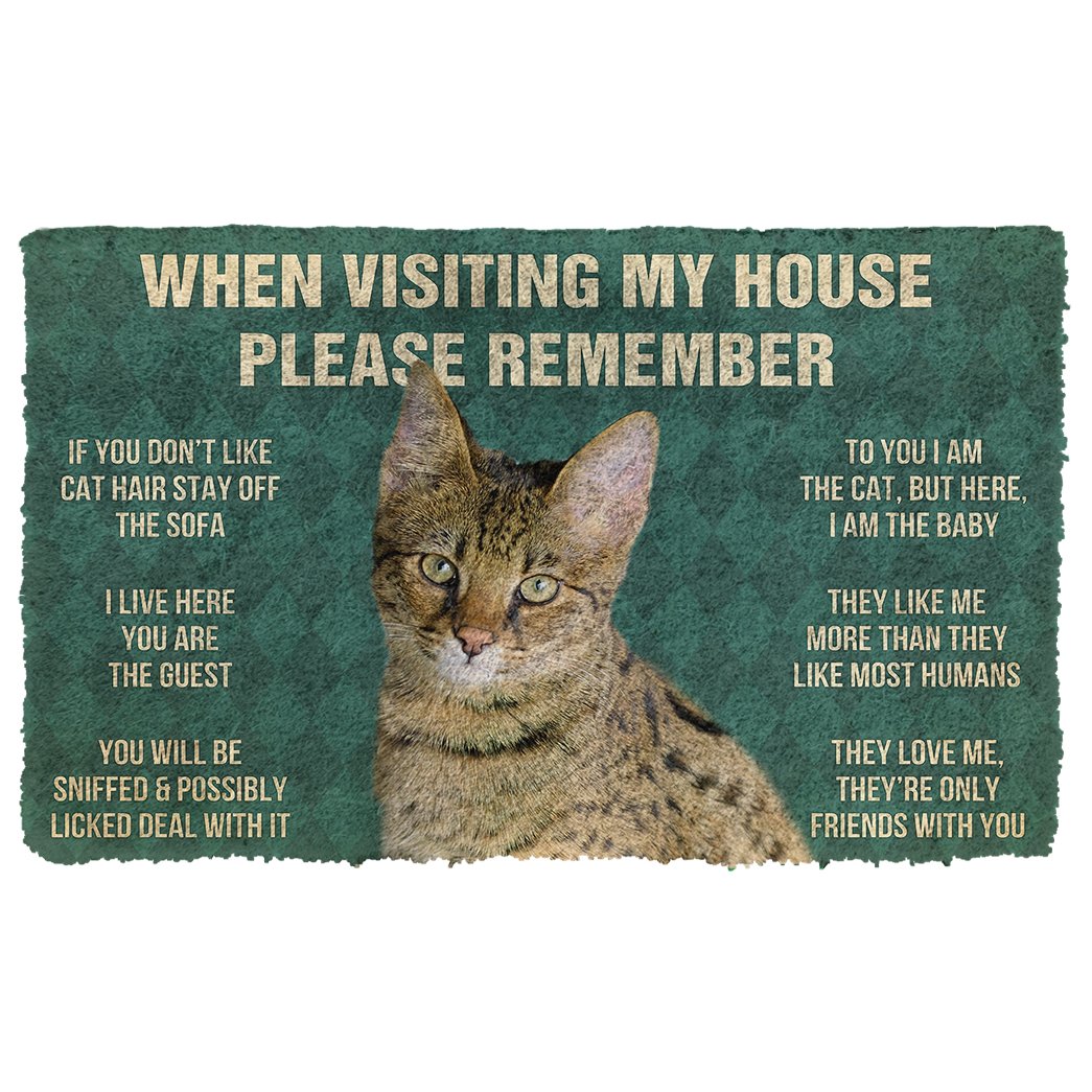 Gearhumans  Gearhuman 3D Please Remember Savannah Cat House Rules Custom Doormat