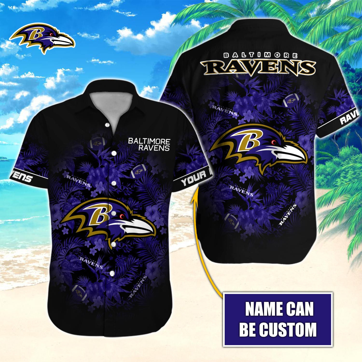 Baltimore Ravens Nfl-Hawaiian Shirt Custom T-40321