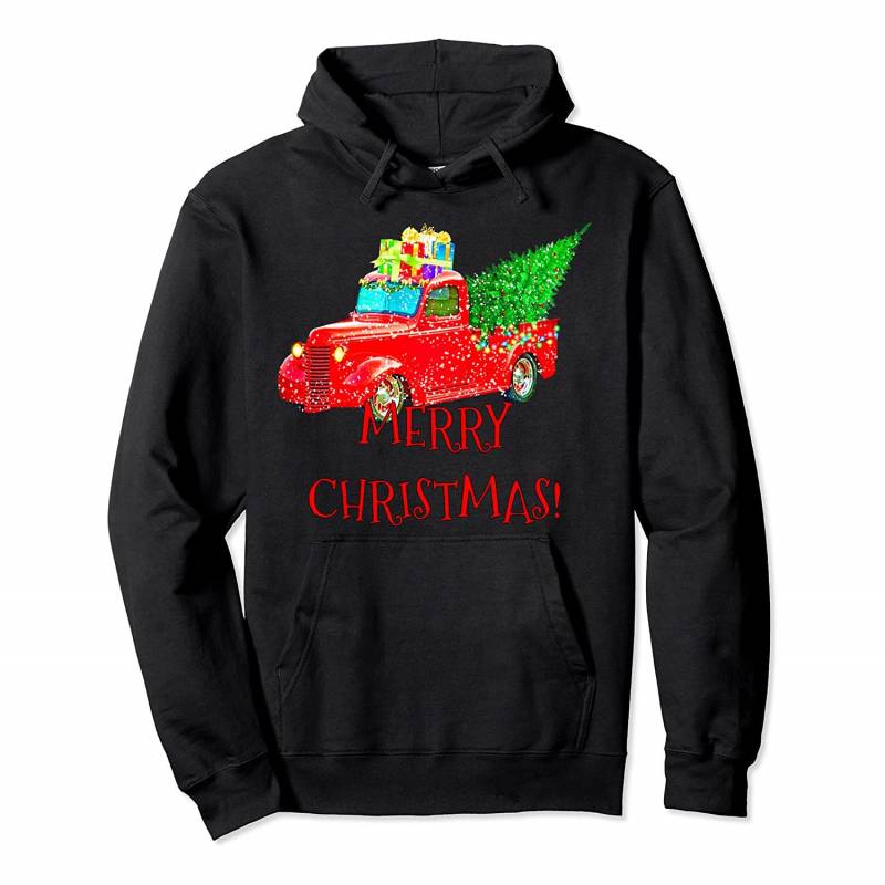 Merry Christmas – Vintage Classic Red Farm Truck – Christmas Pullover Hoodie, T-Shirt, Sweatshirt