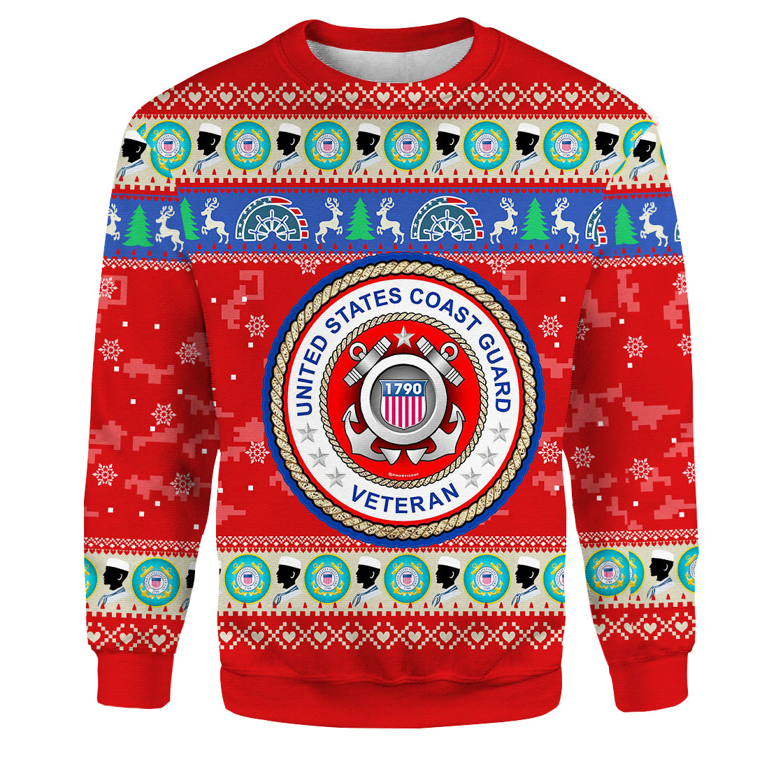 Veteran Sweater Us Coast Guard Veteran Christmas Red Ugly Sweater