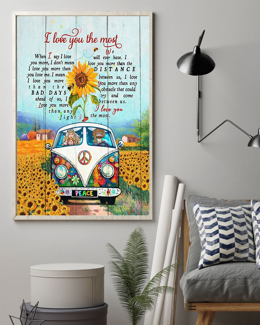 Hippie – I Love You The Most Vertical Canvas And Poster | Wall Decor Visual Art
