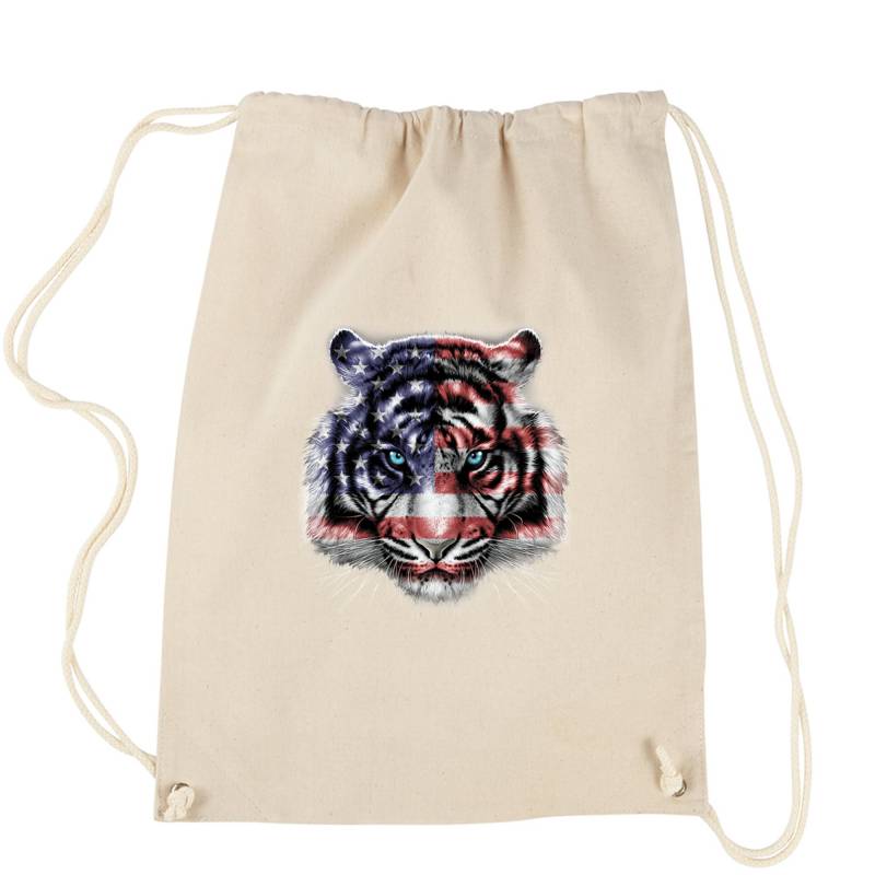 American White Tiger USA Flag Drawstring Backpack