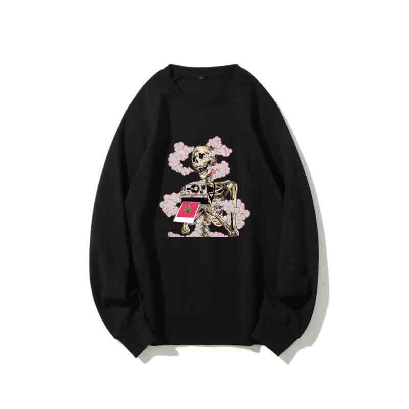 Sweater sweatshirt y2k pullover retro casual anime skull print cute round neck long sleeve autumn and winter street clothes alx