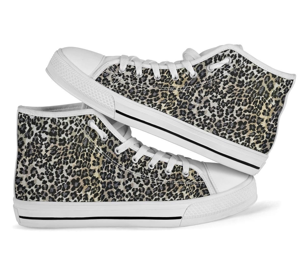 Gray Cheetah Leopard Pattern Print Men Women’S High Top Shoes