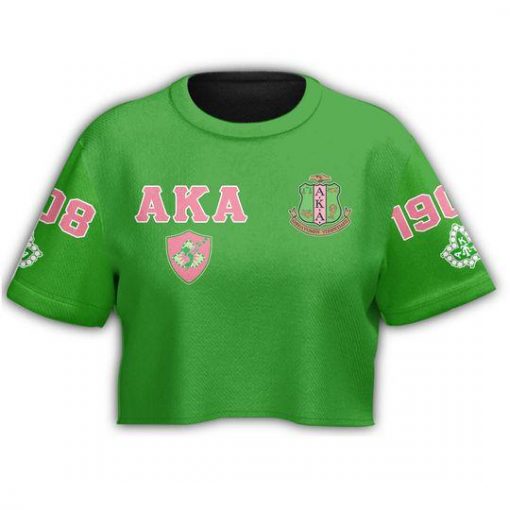 Alpha Kappa Alpha 1908 Pearl Ivy Emblem Green Crop Top T Shirt