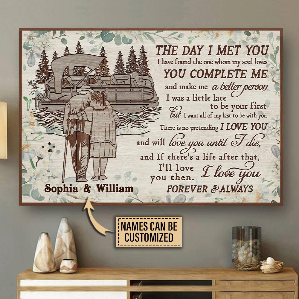 Personalized Pontoon Floral Old Couple The Day I Met Customized Poster