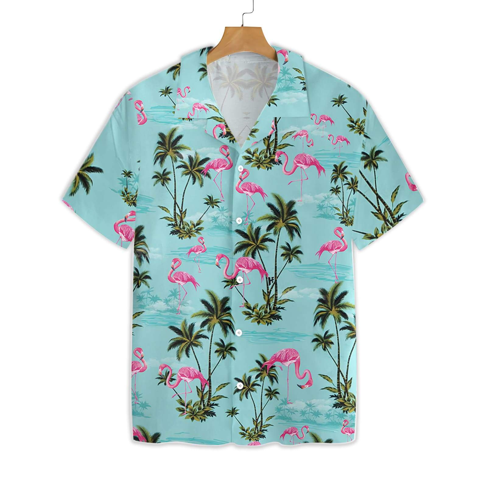 Flamingo Hawaii Shirt Blue Palm Tree Ha75208